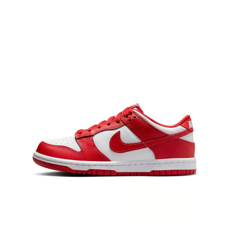 NIKE DUNK LOW "WHITE & UNIVERSITY RED"
